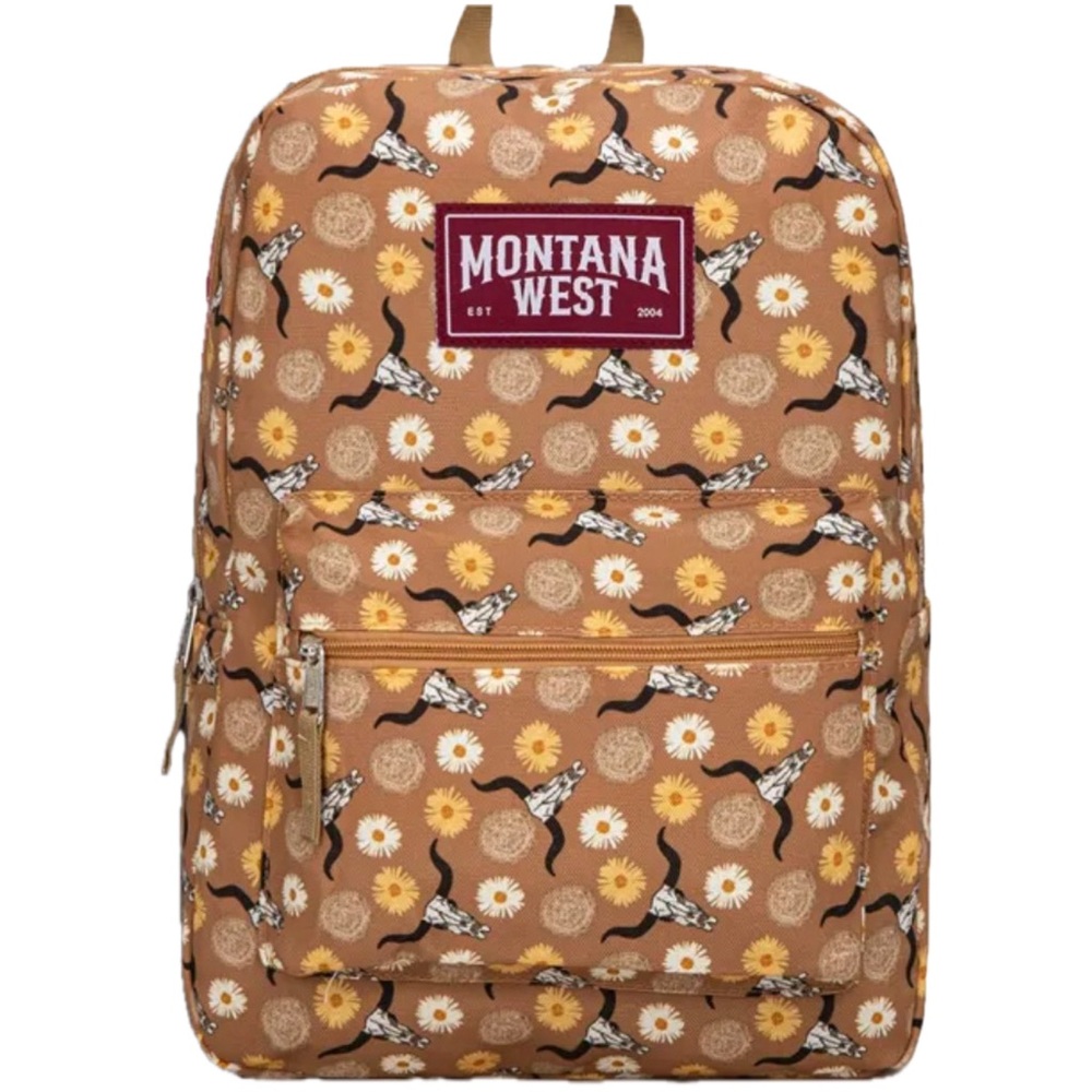 🆕 Montana Western Sunflower Daisy Bull Skull Western Floral Cowgirl Backpack